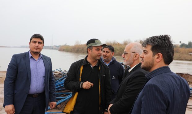 بازدید استاندار خوزستان از کارگاه محل ساخت پل ثابت عنافچه باوی +تصاویر